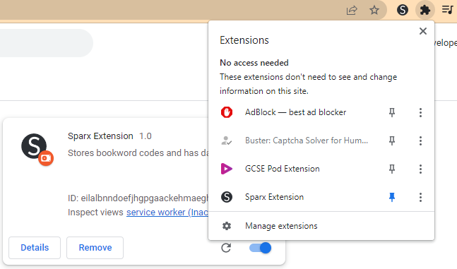 Pin extension button